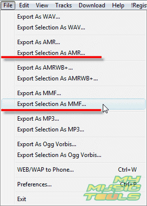 Click File and choose format for your ringtone