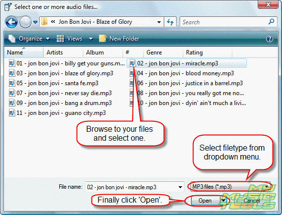 Select MP3 file that you want to convert to ringtone
