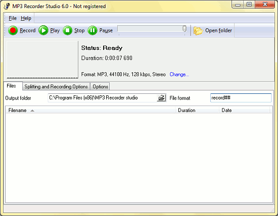 MP3 Recorder Studio window