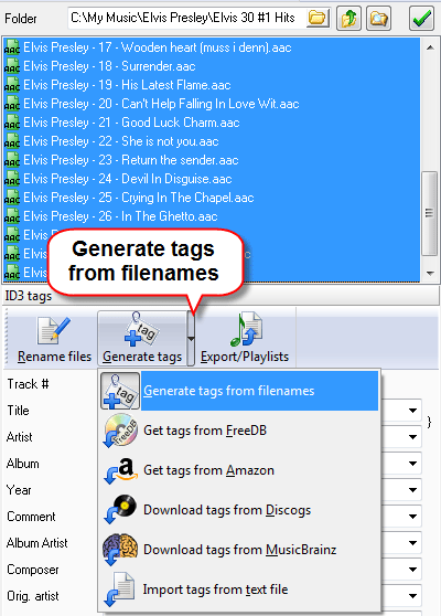 Generate AAC tags