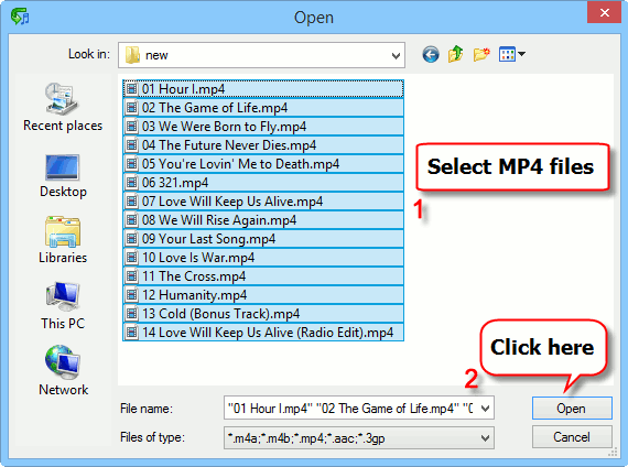 Open MP4 files