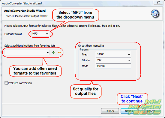 MP3 settings