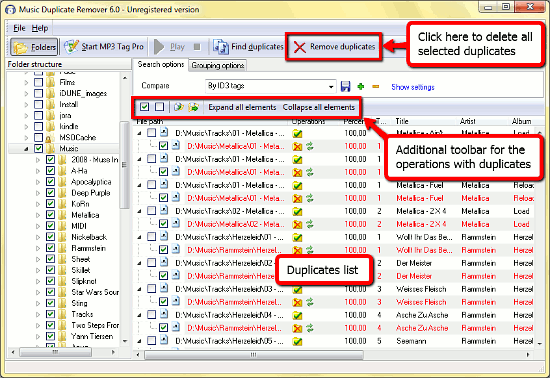 Removing audio duplicates