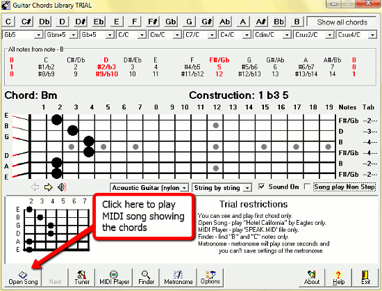 Chord tablature