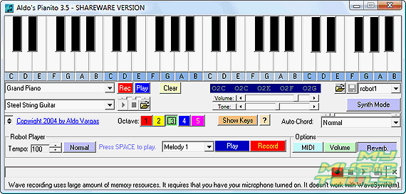 Pianito with extended features