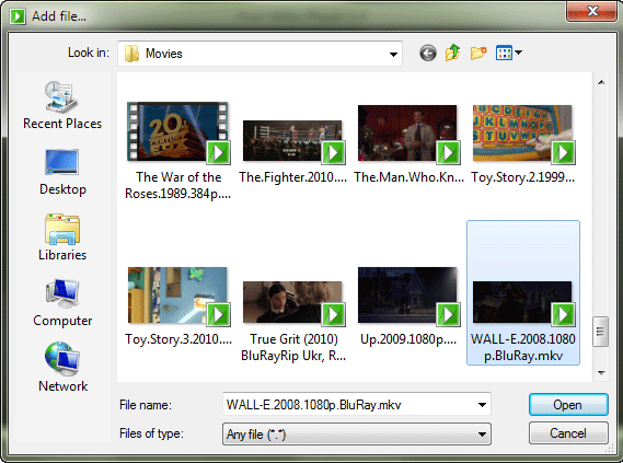 Open a video file