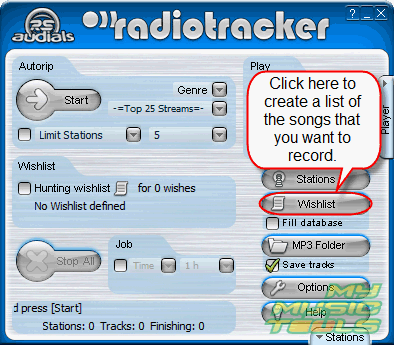 Click Wishlist to create a list of songs to rip