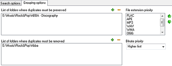 Duplicate grouping options