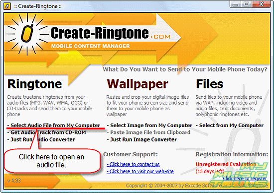 Click Select Audio file