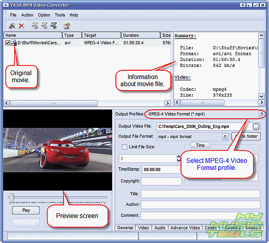 Select MP4 profile