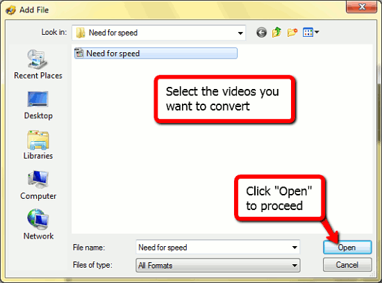 Select a video to convert to DVD