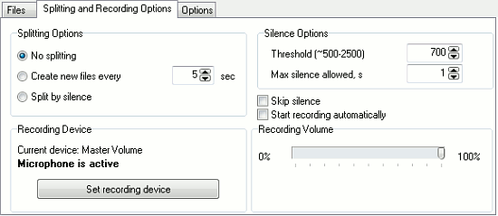 Song recording options