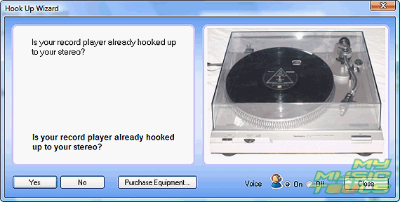 Hook Up Wizard will help you to connect LP player to computer