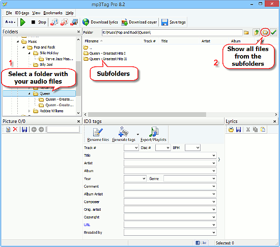 Select a folder with MP3 files