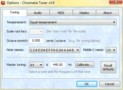 Instrument tuning options