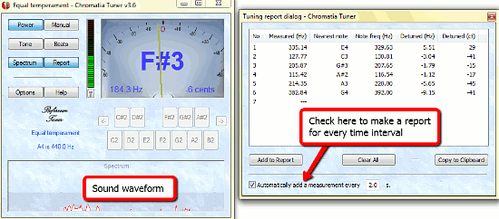 Start playing the instrument to see the tuner work