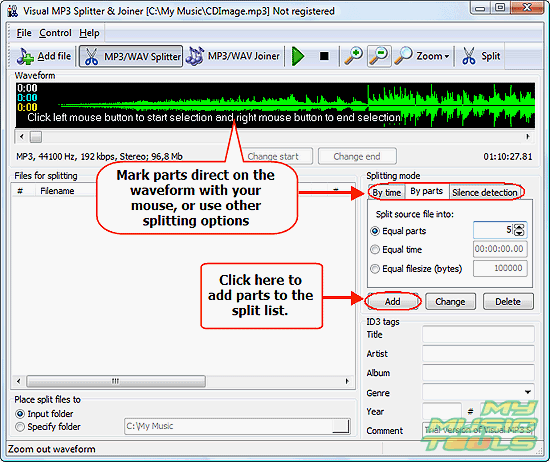 Mark tracks for splitting