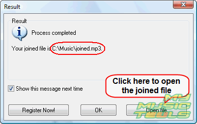 Open the joined MP3 file