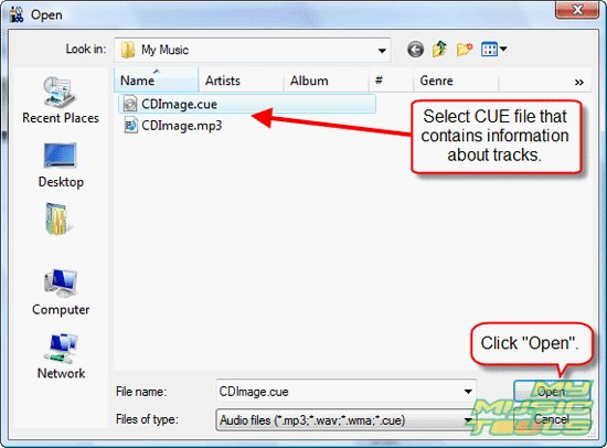 Select CUE file