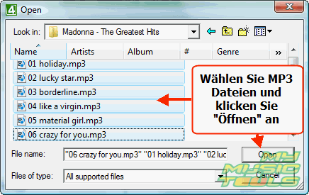 MP3 Dateien auswhlen