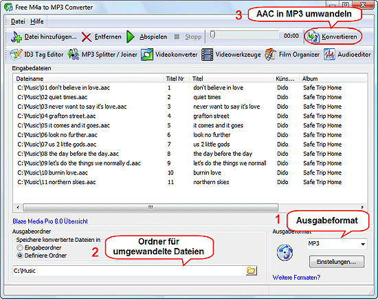 AAC in MP3 umwandeln