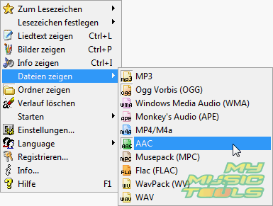 AAC Dateien anzeigen