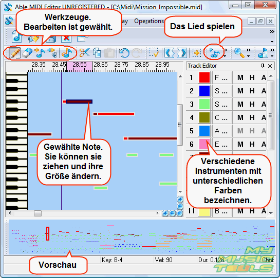 MIDI Datei bearbeiten