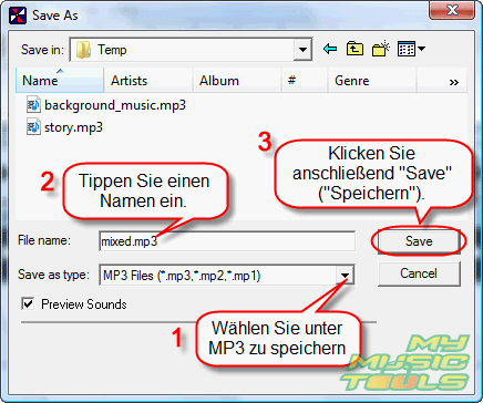 Speichern als MP3