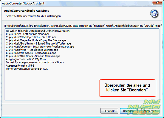 Alles berprfen und APE in MP3 konvertieren