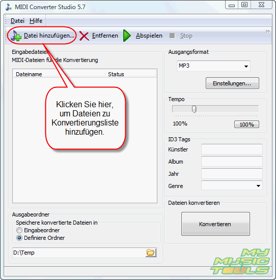 Fgen Sie MIDI Dateien hinzu