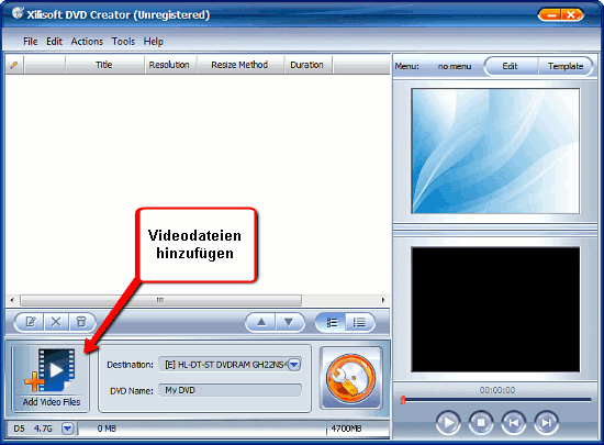 Add video files to the DVD project