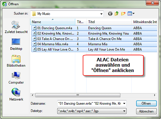 ALAC ffnen