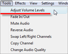 Adjust Volume Levels waehlen