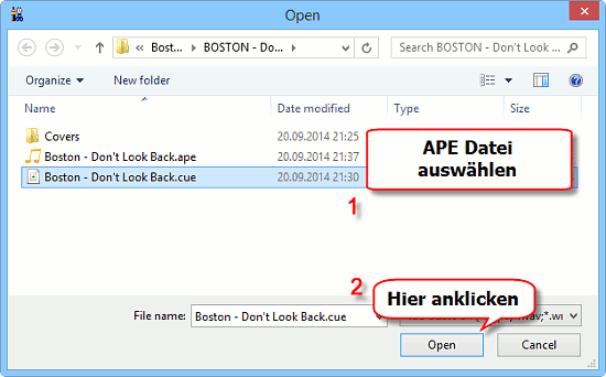 Eine APE Datei ffnen