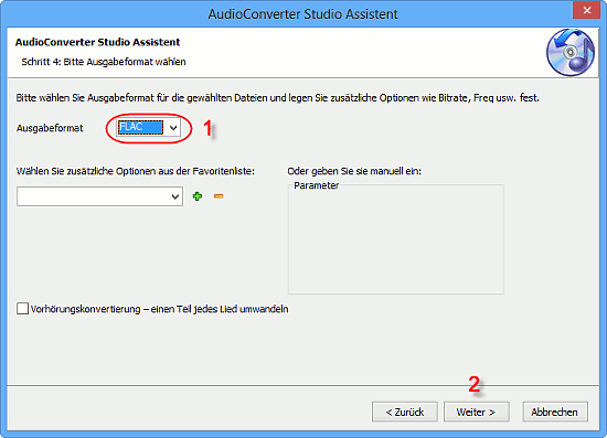 FLAC als Ausgabeformat
