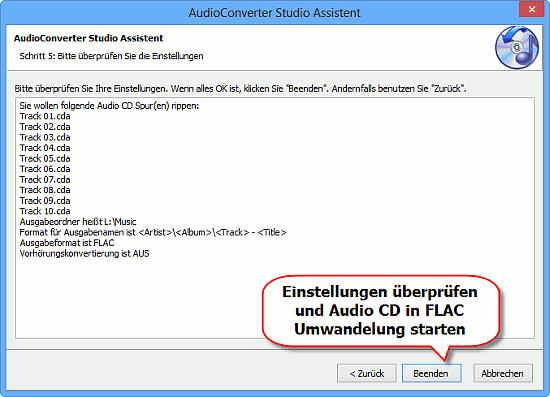 Audio CD in FLAC konvertieren