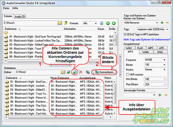 MP3 Bitrate ndern