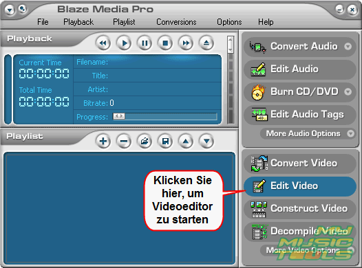 Videoeditor starten