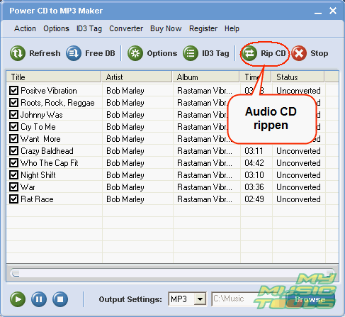 Audio CD Titel nach MP3 konvertieren