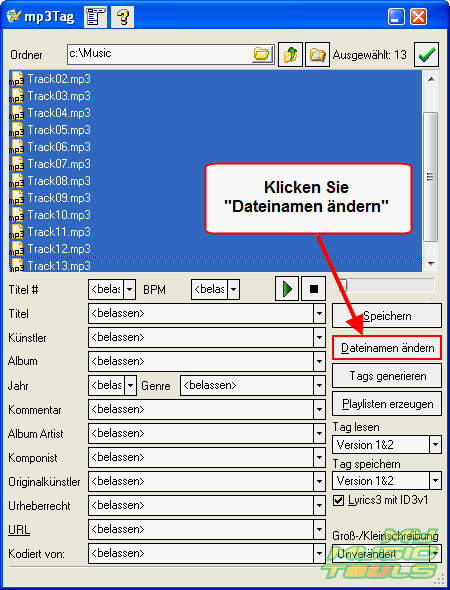 Musikdateien umbenennen