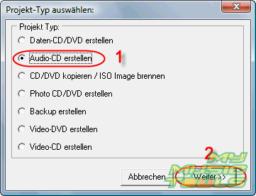 Whlen Sie Audio-CD Projekt