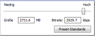Qualitt und Gre der Ausgabevideodatei