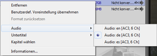 Audiospur der DVD whlen