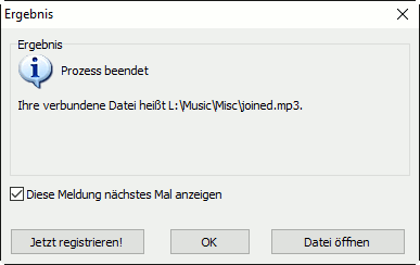 MP3 Dateien wurde erfolgreich zusammengefgt