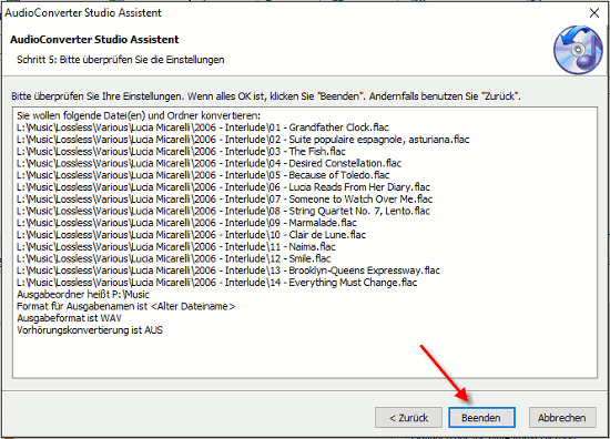 FLAC in WAV Umwandlung