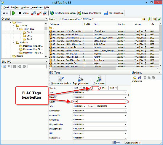 FLAC Tags bearbeiten