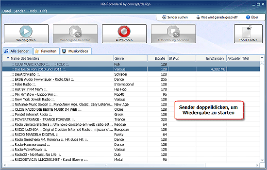 Internet-Radio Wiedergabe