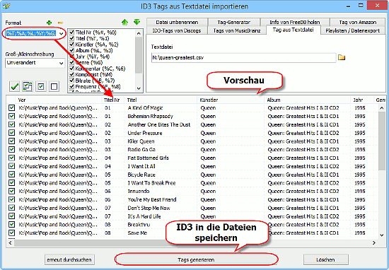 ID3 aus CSV importieren