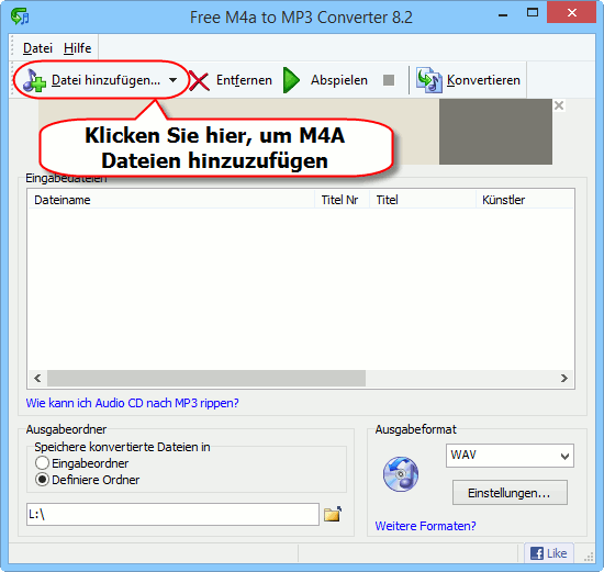 M4A Dateien hinzufgen