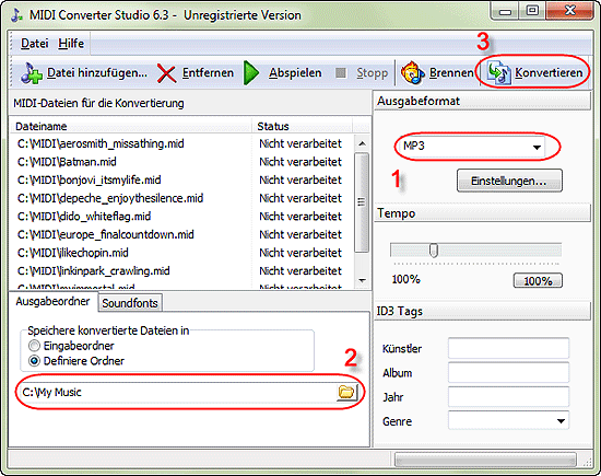 MIDI in MP3 umwandeln